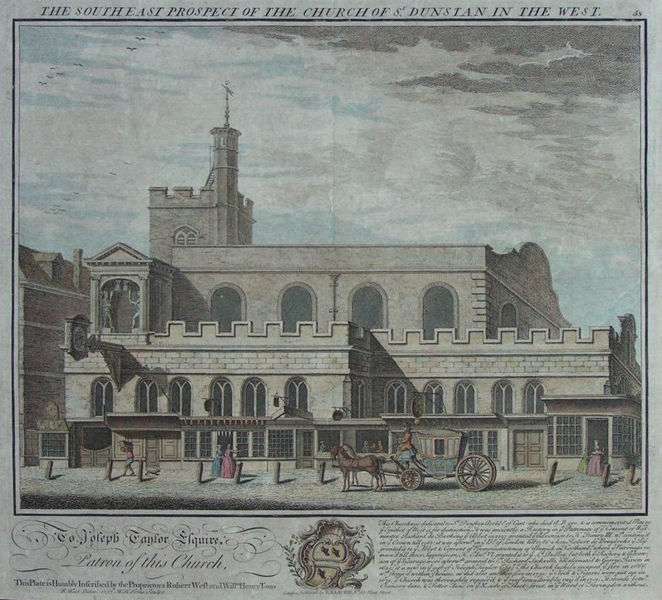 Print - The South East Prospect of the Church of St.Dunstan in the West. - Toms